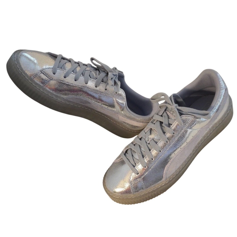 Puma Basket Platform NS Icelandic Blue Metallic Silver Sneakers 11 Chic 40-3